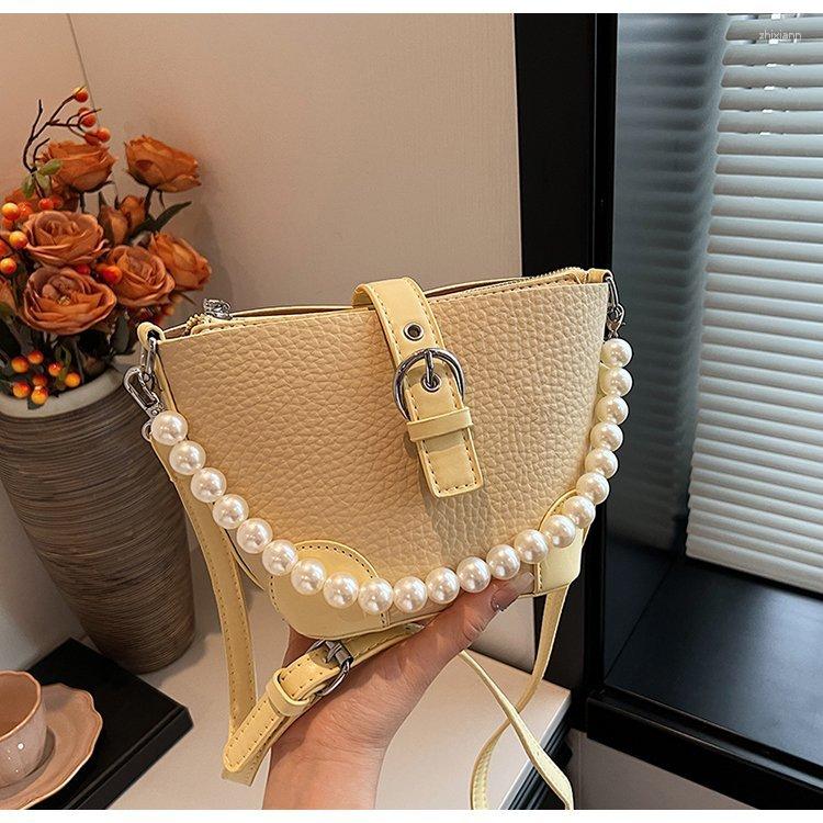 Drawstring High-end Bucket Bag Women's Summer Crossbody Fashion Trend Korean Style National Beaded Handbag Commuter zhanyishengli