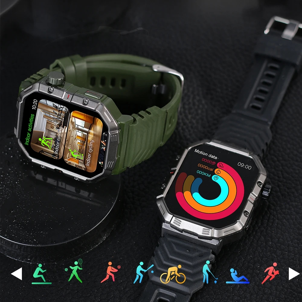 Military Smart Watch GPS For Men IP68 Waterproof Health Monitoring NFC High display BT Call Durable Outdoor Sports Smart Watch smile