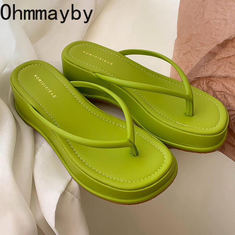 Women hot Platform Slippers: Summer Wedges, Slip-On Casual Shoes, Ladies' White Outdoor Slides