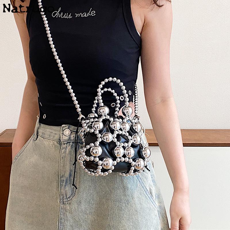 Luxury Design Beading Small Purse Hollow Women Crossbody Bag Handmade Woven Beaded Exquisite Elegant Female Party Evening Bag