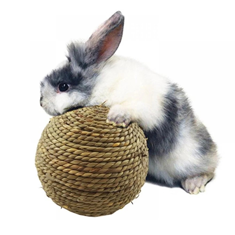 1pc Hamster Fun Pet Toy Ball Natural Guinea Pig Durable Woven Grass Rabbit Rolling For Small Animal Cage Accessories Chew Play