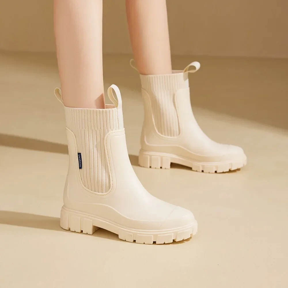 Waterproof Rubber Shoes for Women Elastic Mouth Womens Rain Boots Low Cut Rain Shoes Waterproof and Anti Slip Womens Boots 241112