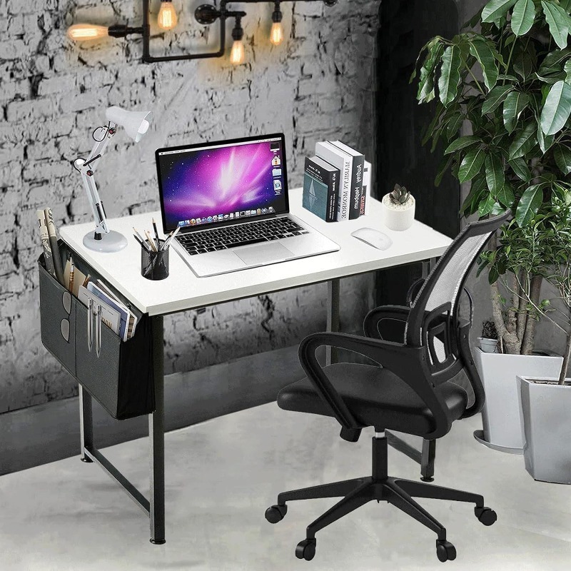 Small Computer Desk for Bedroom White Modern Writing Table for Small Spaces Kids Teens Student Study Work PC Desk 31 Inch