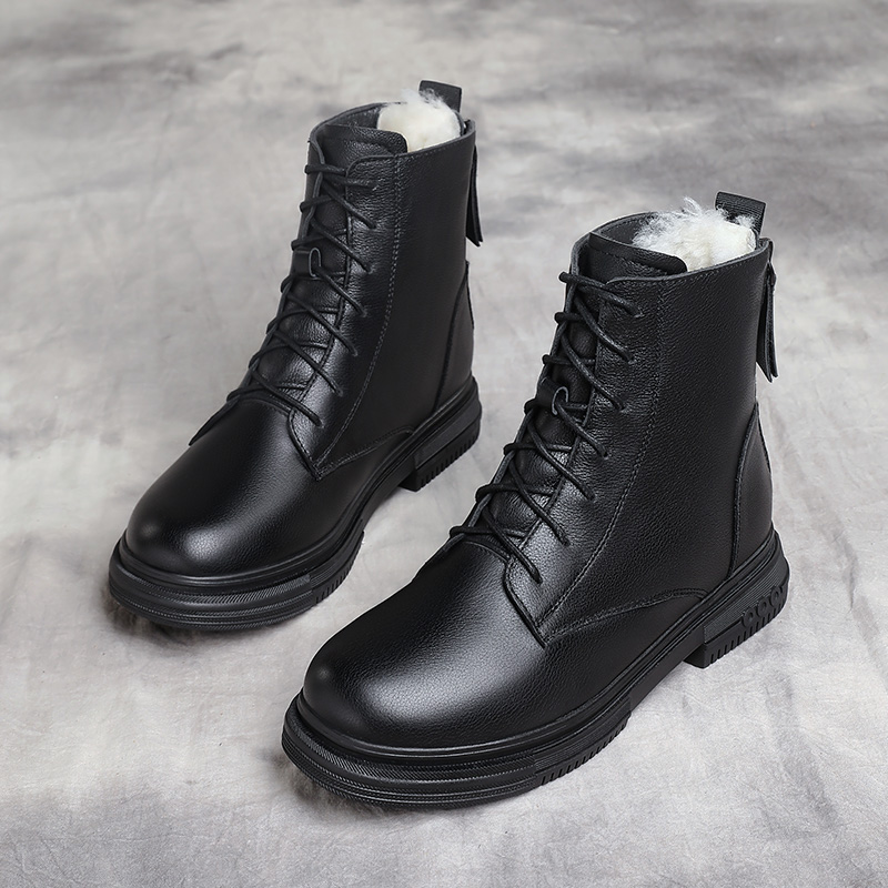AIYUQI Ankle Boots Women Winter 2024 New Large Size Snow Boots Women Genuine Leather Wool Non-slip Women Motorcycle Boots