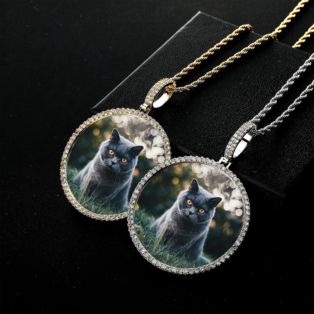 TOP Oversize Large/Small Round Custom Po NFT Necklace For Digital art and Cryptoart Couple Pendant Hip Hop Jewelry Gift 250107