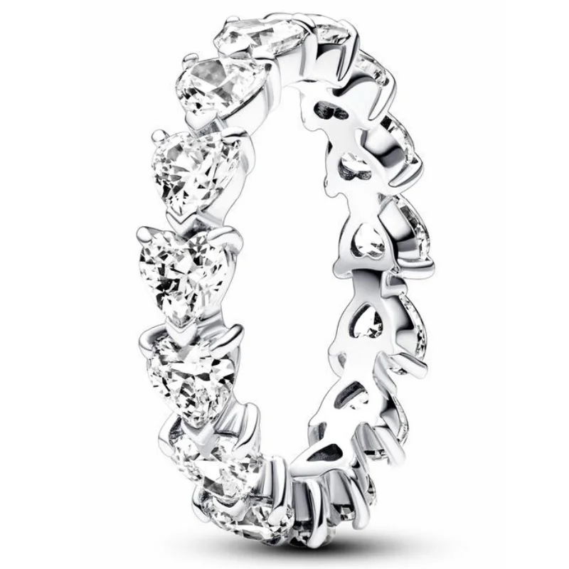 The New 925 Sterling Silver Gold Love Rings For women Black Heart -shaped Ring Is Suitable for Women's Jewelry Fashion Accessories Free Delivery