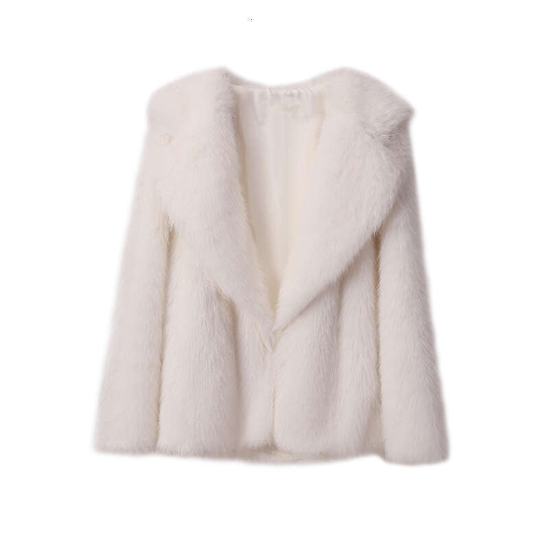 shanshi fur coat women Autumn and winter new lapel coat artificial fur Loose Korean version medium length jacket Women's clothing