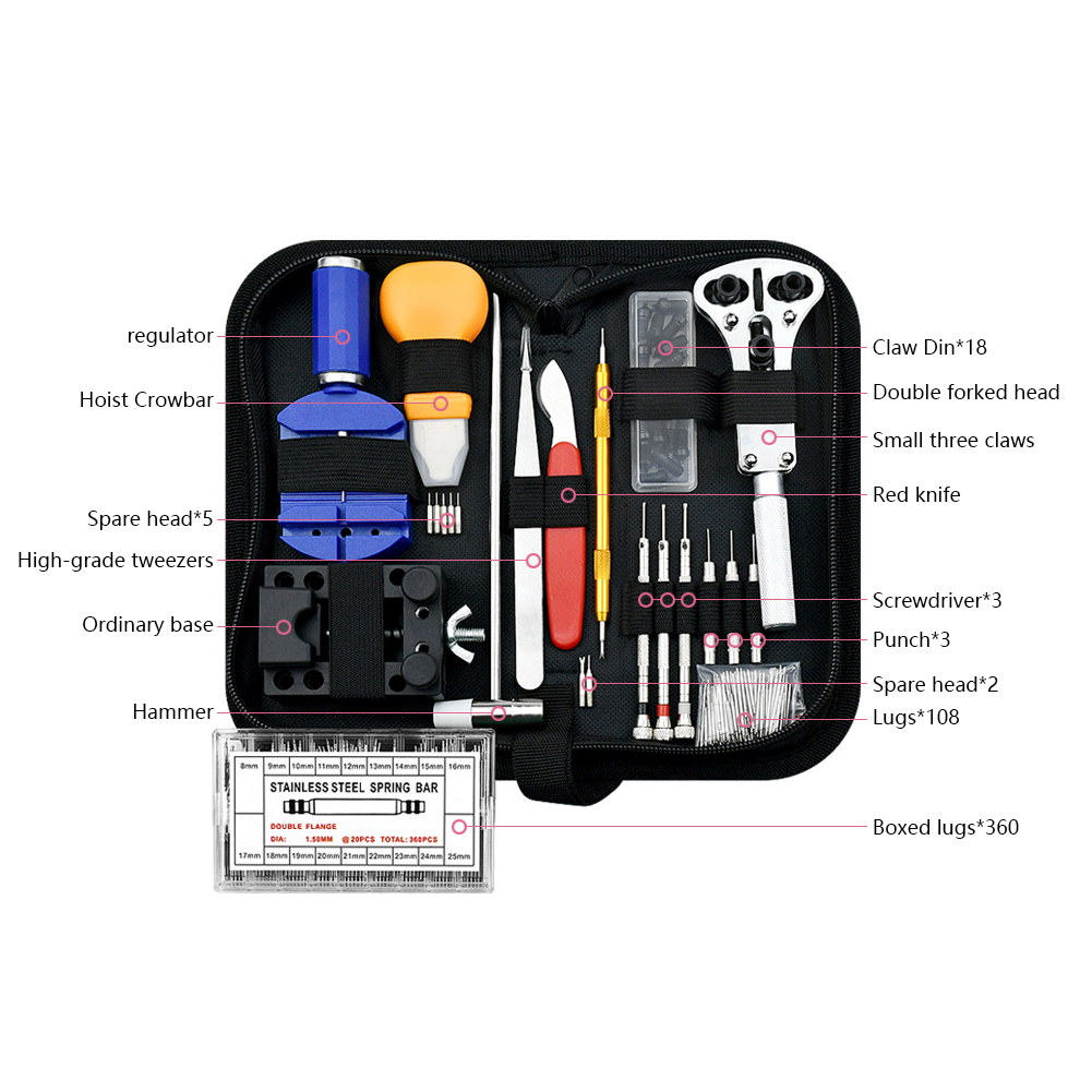 507pcs Watch Link Back Removal Tool Watch Repair Tool Kit Anti-Rust Portable Spring Bar Tool Set for Watch Disassembly Assembly