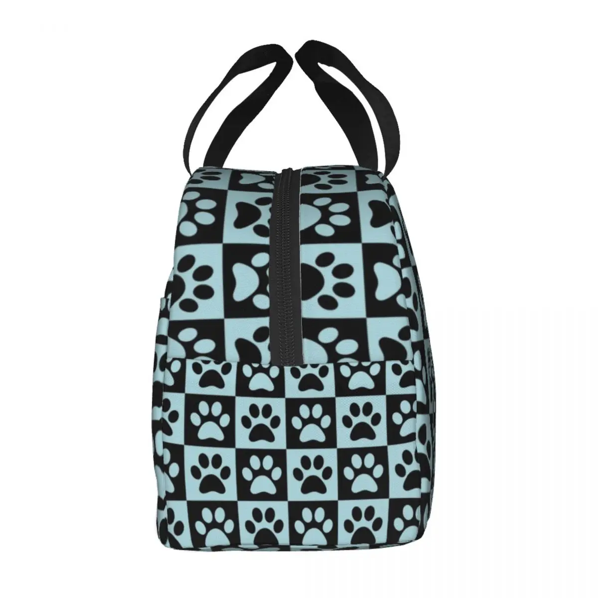 Print Paw Dog Checkered Insulated Lunch Bag for Work School Leakproof Thermal Cooler Lunch Box For Women Kids Food Tote Bags smile