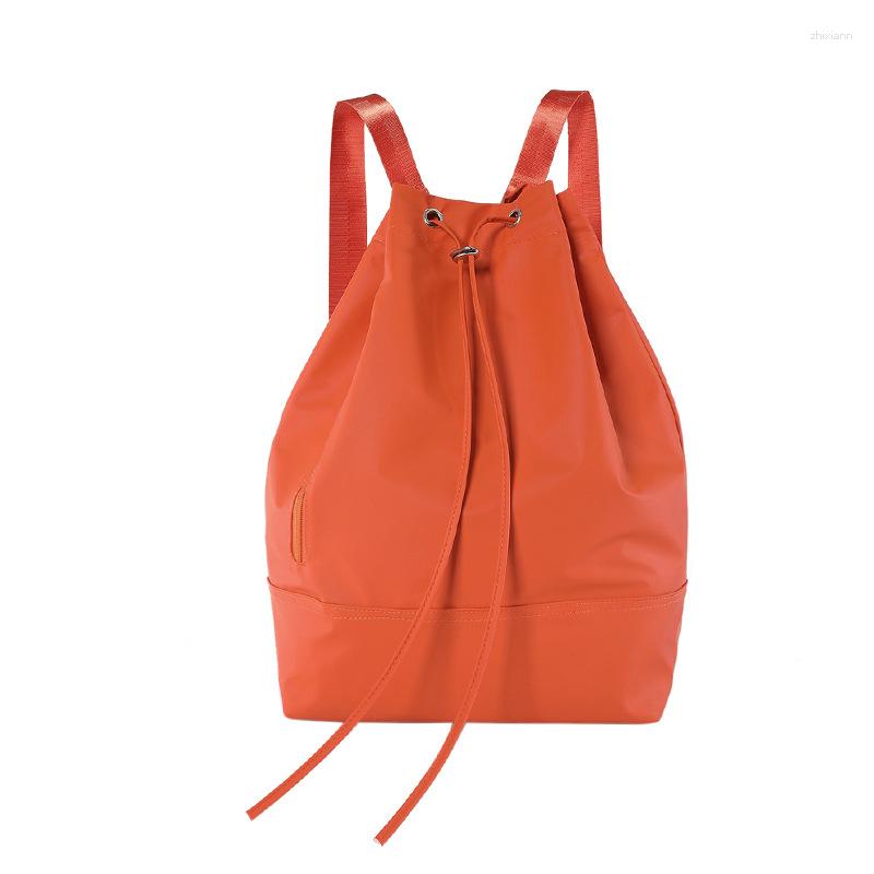 Drawstring Cross-border Spring Fashion All-match Solid Color Large Capacity Bucket Bag Simple Casual Wide Shoulder Strap Backpack zhanyishengli