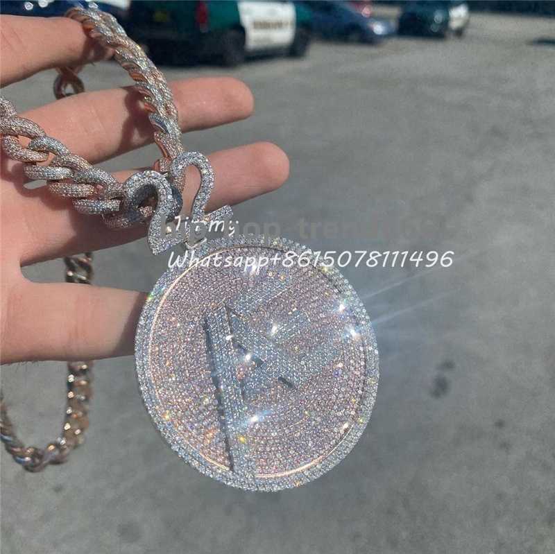 Custom Made Moissanite Sublimation Metal Gold Plated Family Pendent Picture Charm Necklace For PhotoCustom word photos