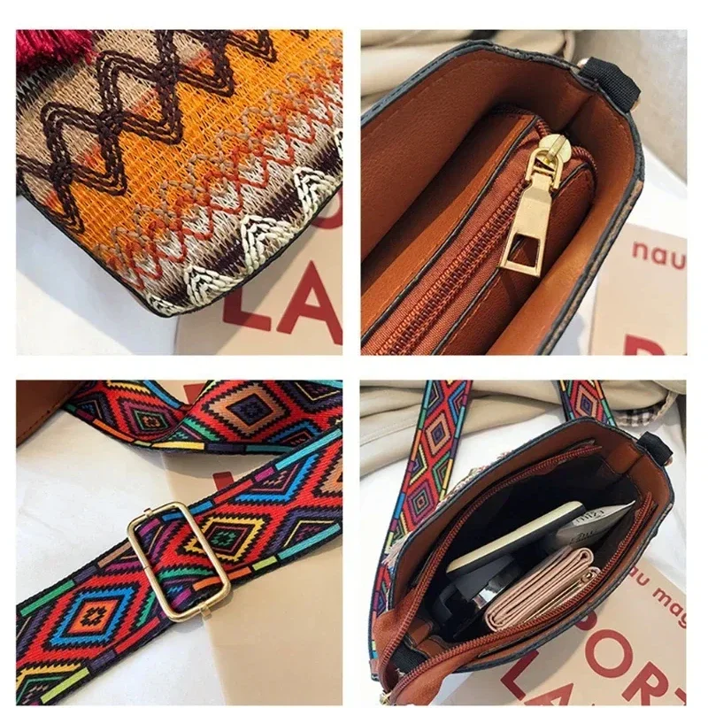 2024 New Sling Shoulder Bags for Ladies Handbag Vintage Women's Bag Tassel Ethnic Handwoven Crossbody for Lady Bag