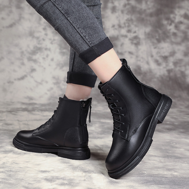 AIYUQI Ankle Boots Women Winter 2024 New Large Size Snow Boots Women Genuine Leather Wool Non-slip Women Motorcycle Boots