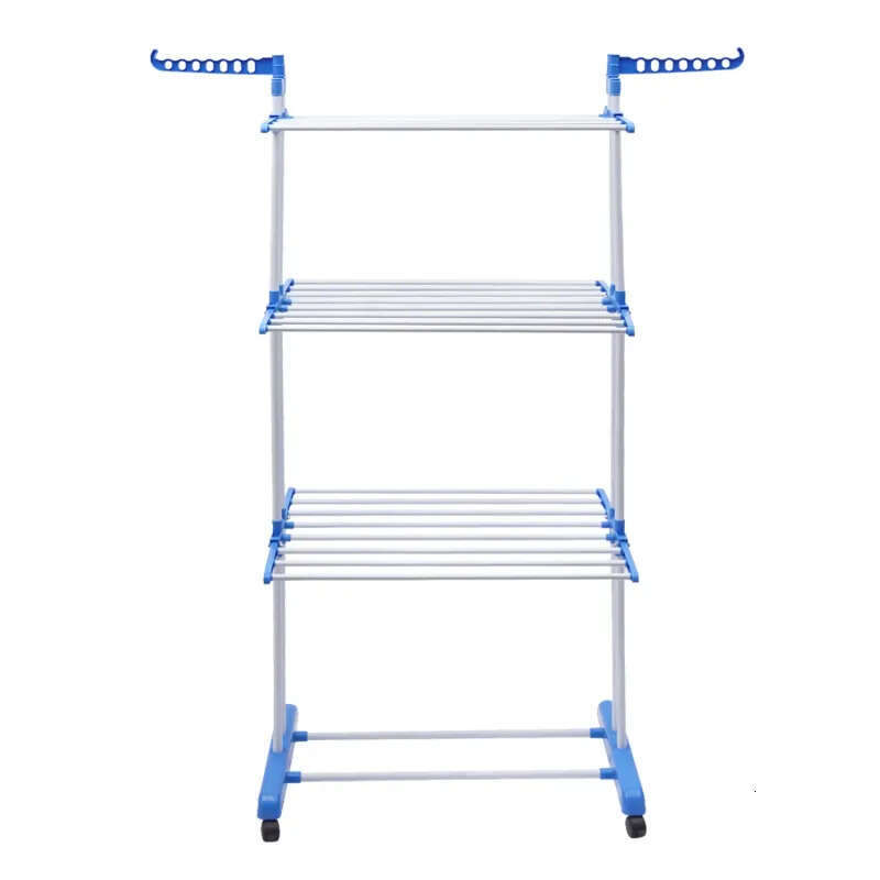 Rail Drying 4-Tier Folding Clothes Horses Rack Stainless Steel Laundry Garment Dryer Stand W 2 Side Wings Ings