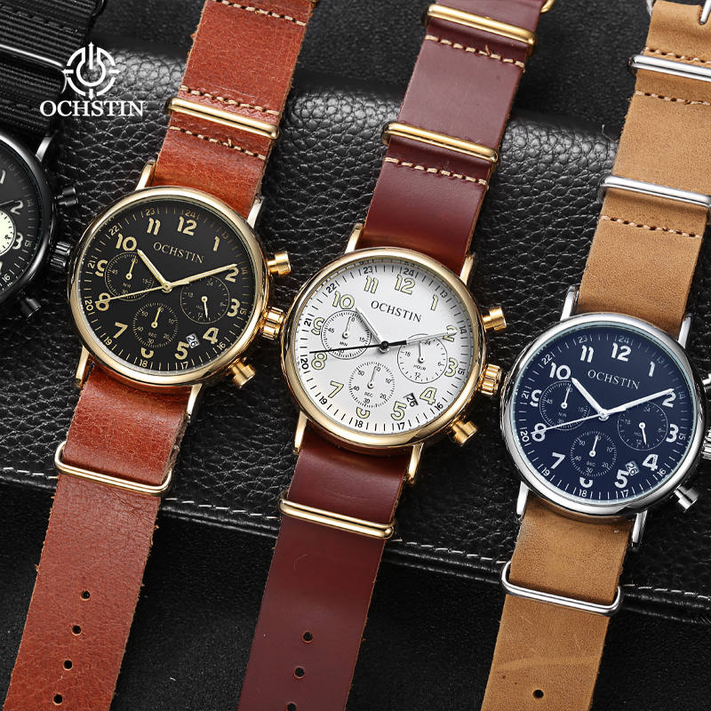 New 2024 Leisure Ochstin Minimalist Navigator ddmysmile Series Multi Functional Quartz Movement Waterproof Watch Men's Quartz Watch Smile