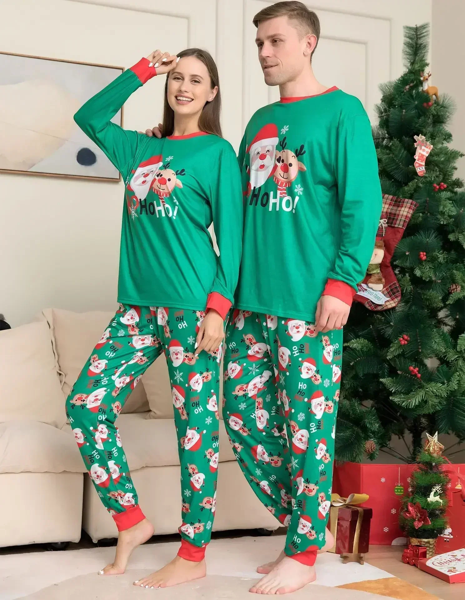 Family Look Christmas Pajamas Set Cartoon Print Parent-child Matching Outfits 2 Pcs Suit Baby Dog Romper Boys Girls Clothes 241112