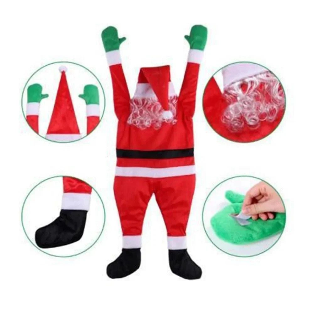 Christmas decoration Hanging Santa Claus plush suit climbing window balcony roof Chimney Holiday Decorations 241108