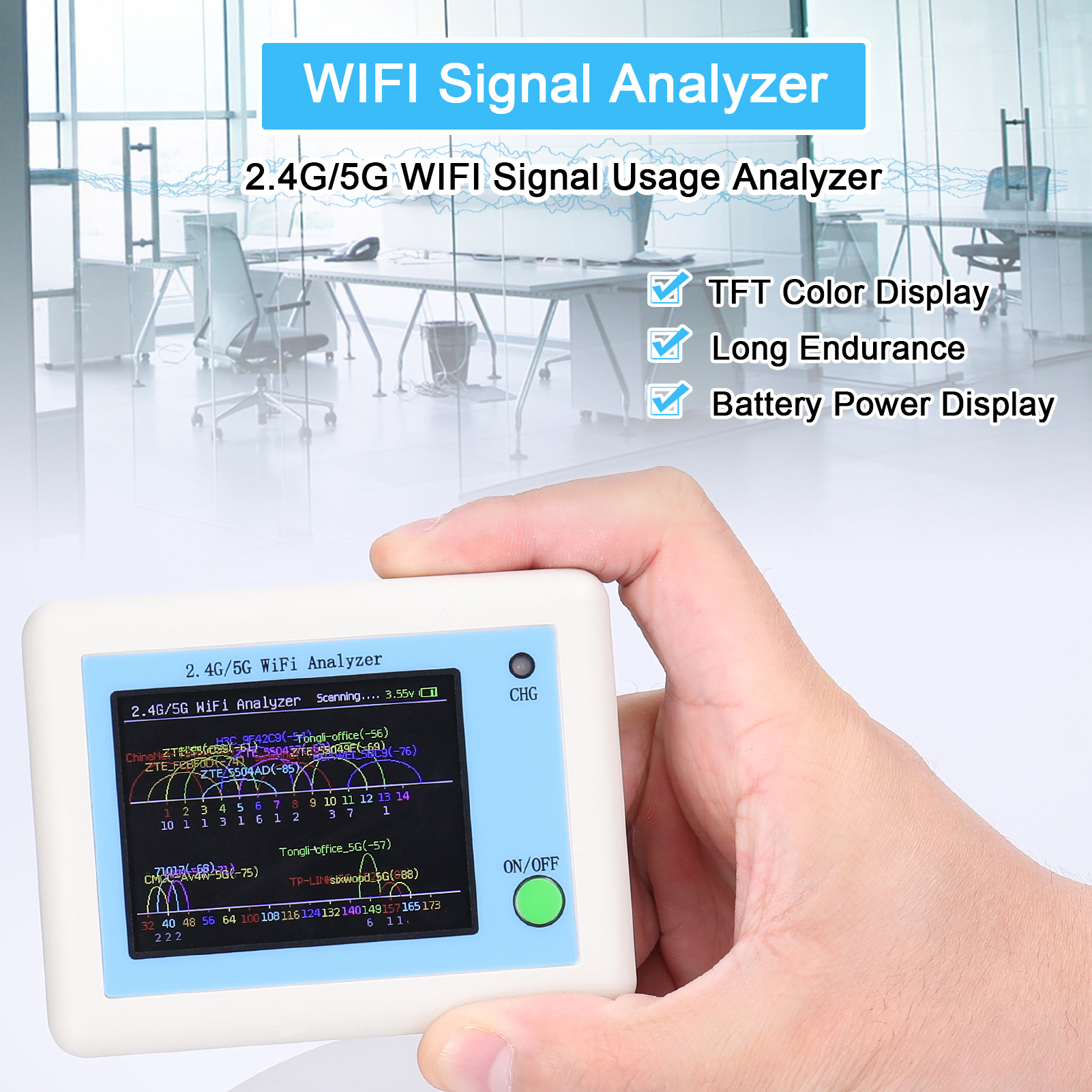 WIFI Signal Scanner 2.4G/5G WIFI Signal Usage Analyzer Router Management Assistant with 2.4inch Display Network Cable Tester