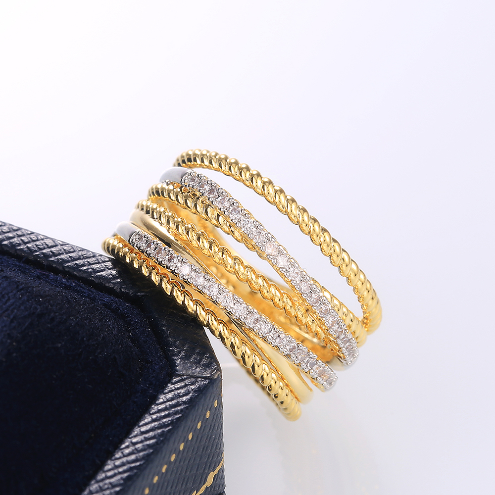 Huitan New Arrival Twist Cross Finger Ring for Women Anniversary Ring Daily Wearable Versatile Classic Twine Rings Drop Shipping