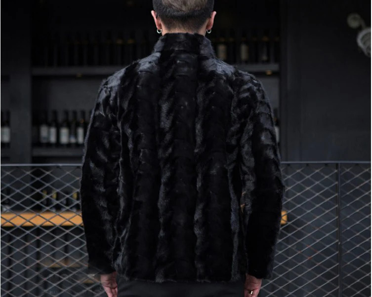 Mens real natural mint fur coat mens fashionable stand up collar jacket keeping warm in winter 241112