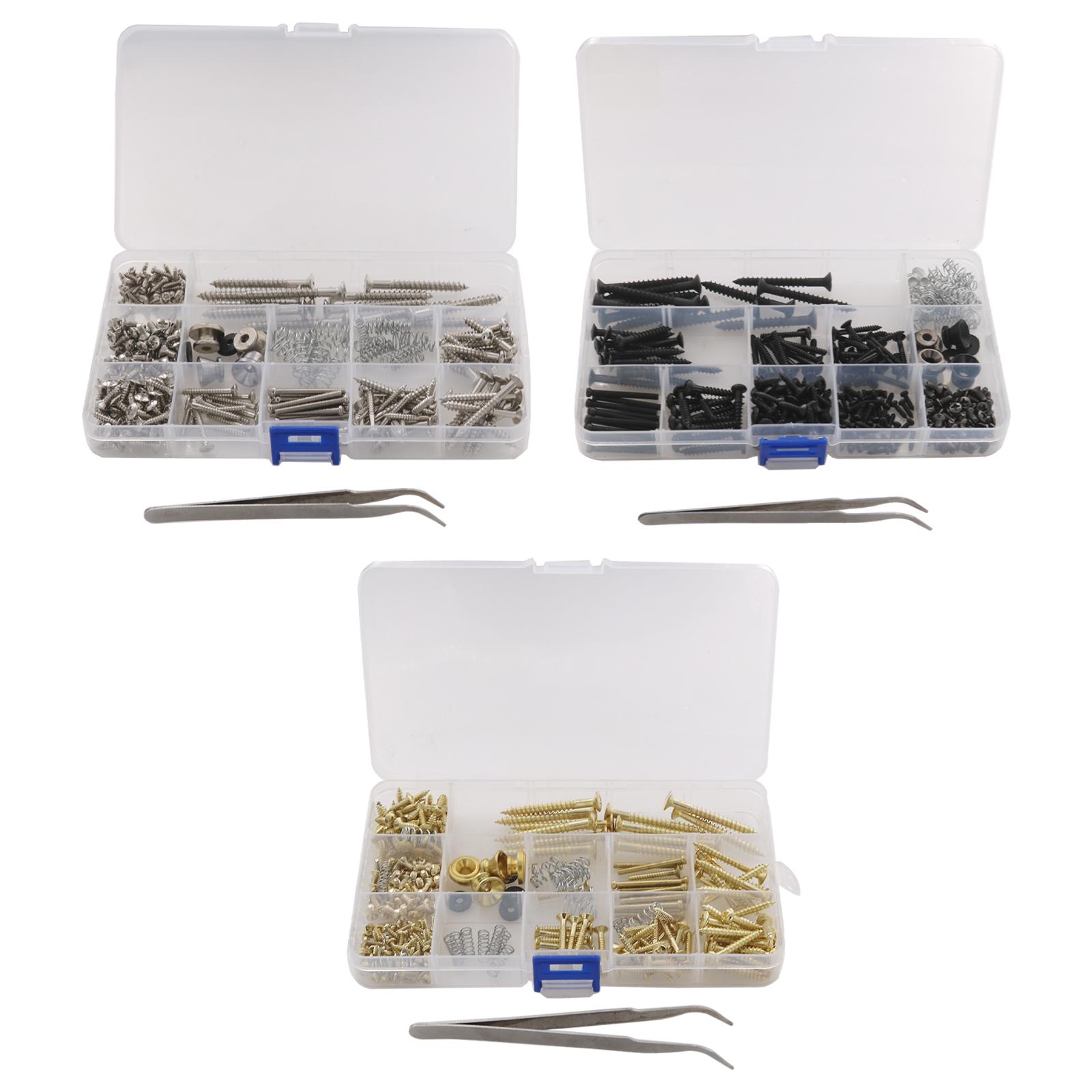 262Pcs Guitar Screw Kit Guitar Repairing Screw Set Elbow Tweezers DIY Guitar Kit Guitar Hardware Luthier Parts for Neck Plate
