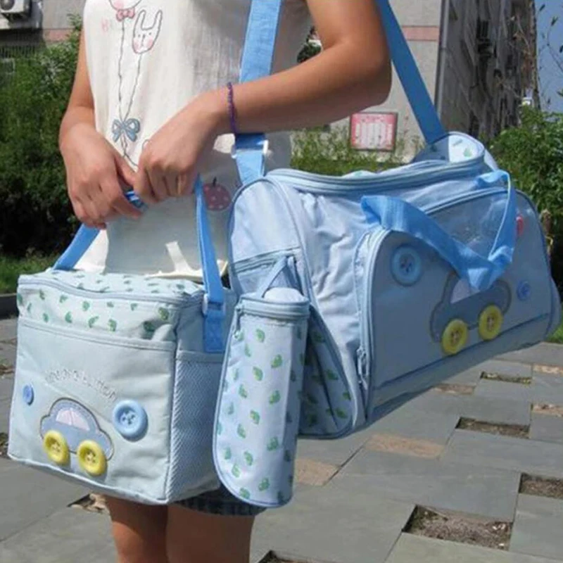 4-in-1 Diaper Bag new Mommy Bag with Handle Diaper Changing Pad Baby Bottle Cover Kit Mother Nappy Maternity Package 2025 Batch Organizer