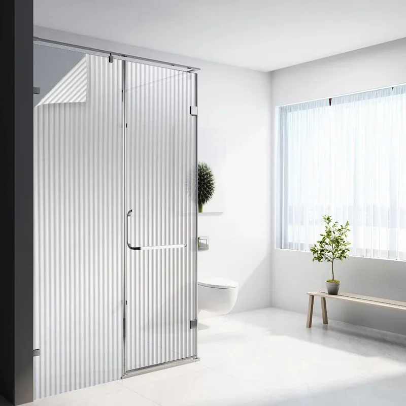 Frosted Opaque Glass Translucent Window Privacy ddmysmile Film Self-Adhesive Reeded Stripe Patterns For Bathroom Electrostatic Adsorption Smile