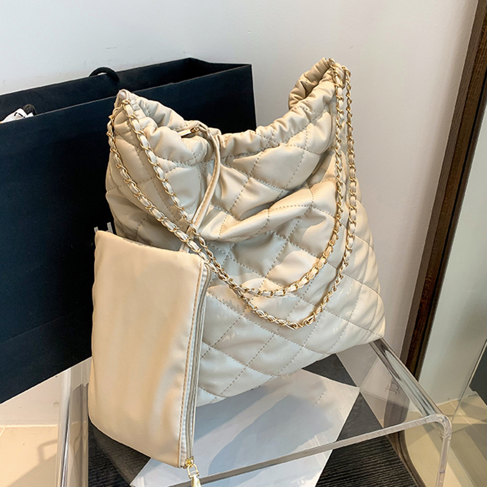 Tote Bag Women Crossbody Bag Large Capacity PU Solid Color Underarm Bag Rhombus Simple Female Commuter Handbag for Office Travel