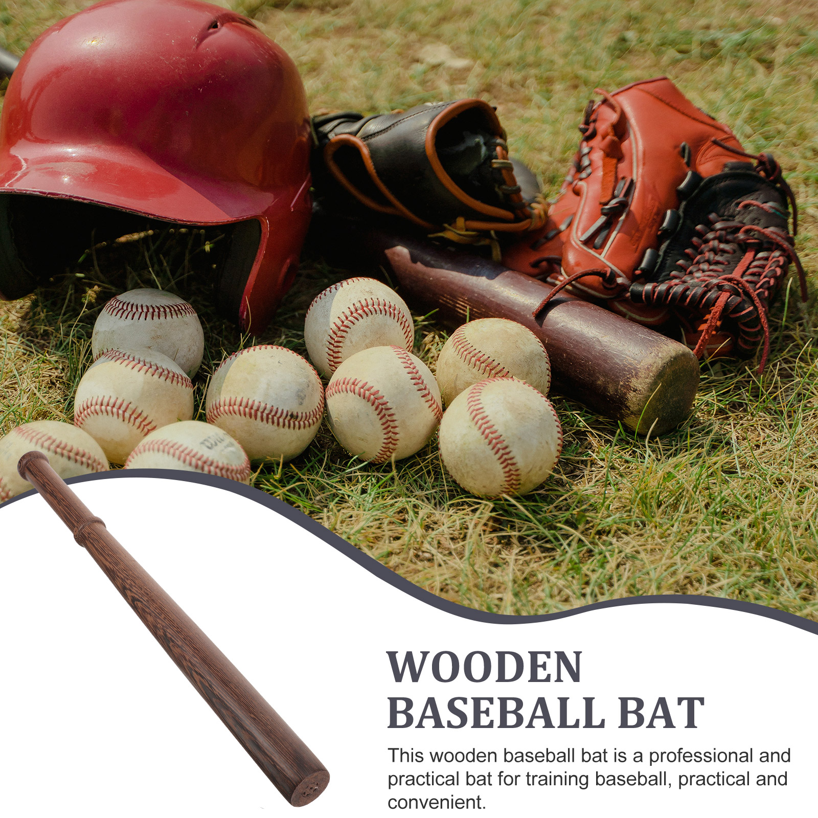 Bat Wooden Baseball 22 Inch Training Hardwood Softball Wood Stick Vintage Exercising Youth Kids Teenagers Adult smile