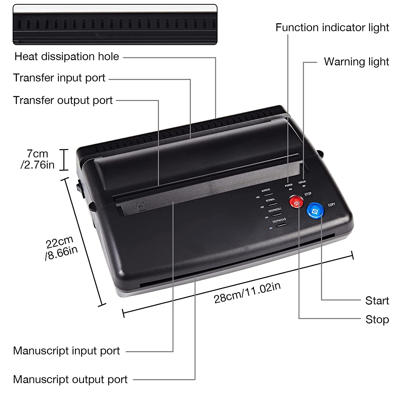 Black Tattoo Stencil Transfer Machine Printer Thermal Copier Tattoo Transfer Printer for Tattoo Transfer Paper