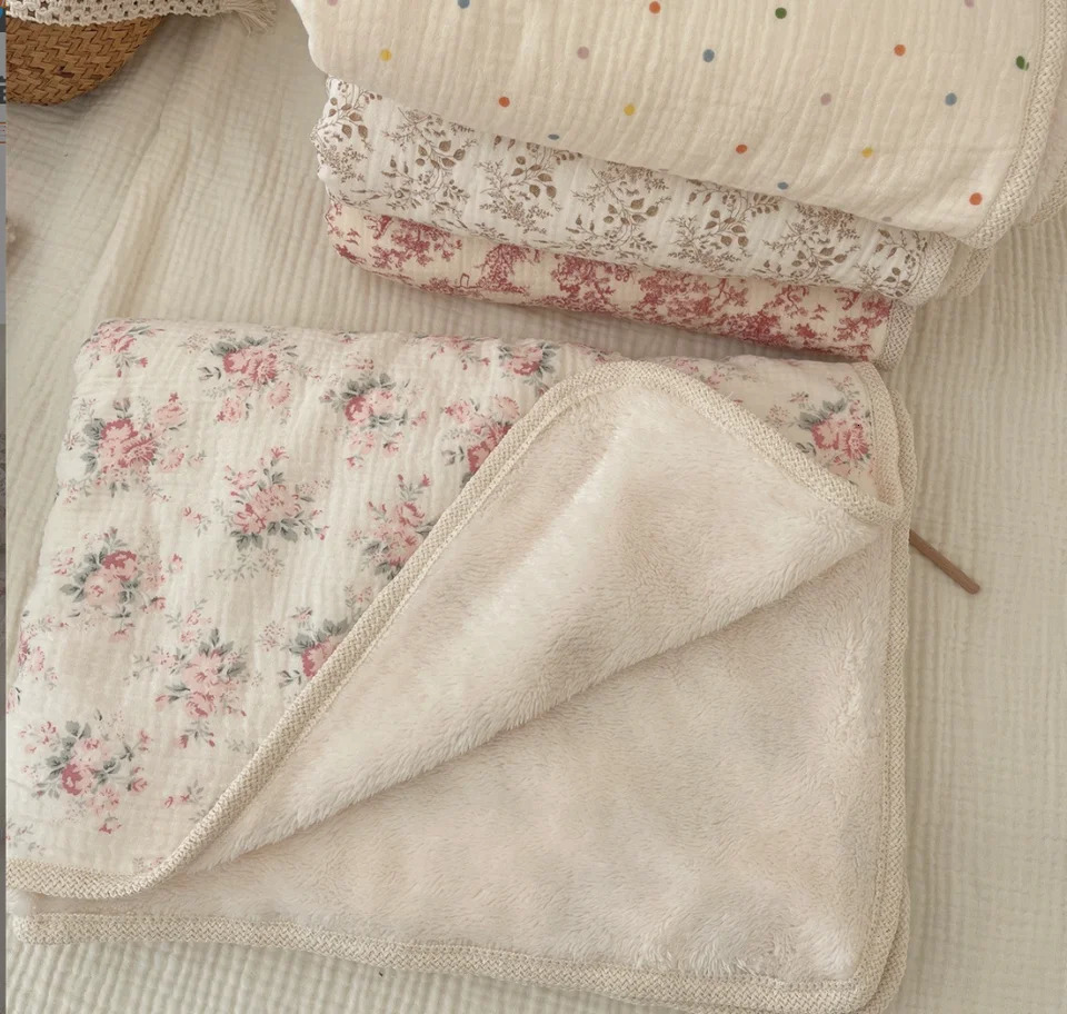 Muslin born Infant Swaddles Wrap Blankets Winter Fleece Thermal Crib Stroller Sleep Cover Soft Throw Blankets 241112