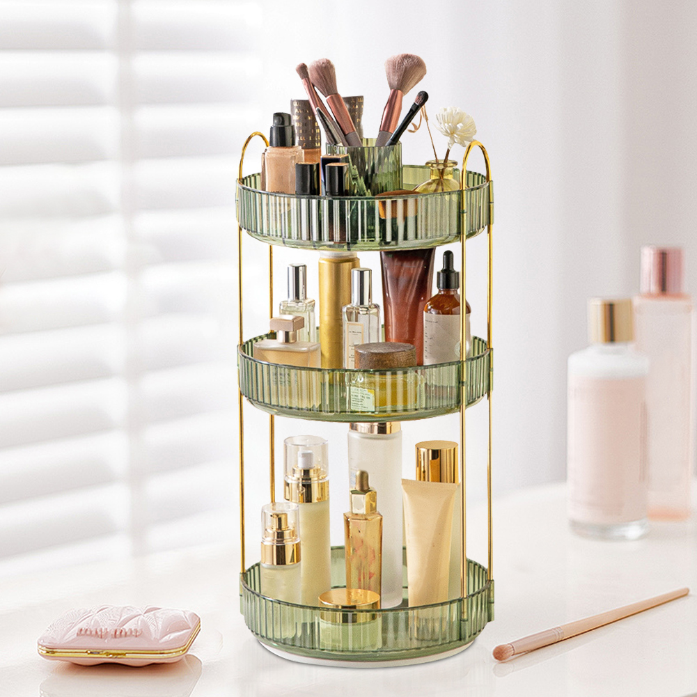 360° Rotating Makeup Organiser Rack Large Capacity Makeup Spinning Rack for Cosmetics Perfume Jewellery
