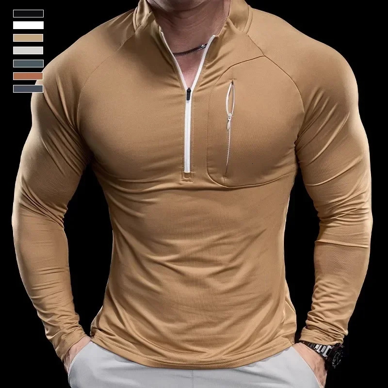2024 Mens Sports Gym Fitness Tops Running Training Clothes Round Neck Quick-drying Breathable Long-sleeved T-shirt Autumn 241113