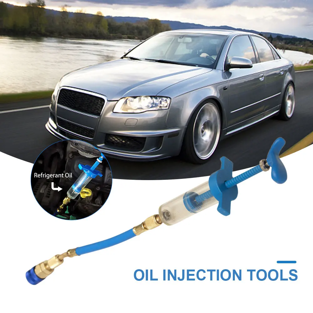 Car A/C Oil/Dye Injector 1Oz With R134a Low Side Quick Coupler Adapter 1/4 Air Conditioning Repair Tools Manual Oiler Injection