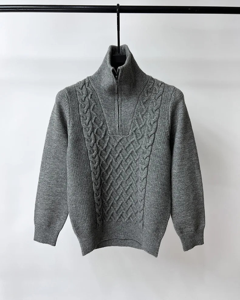 High end mens half zipper high neck sweater autumn and winter exquisite jacquard fashionable casual knitted sweater 241113