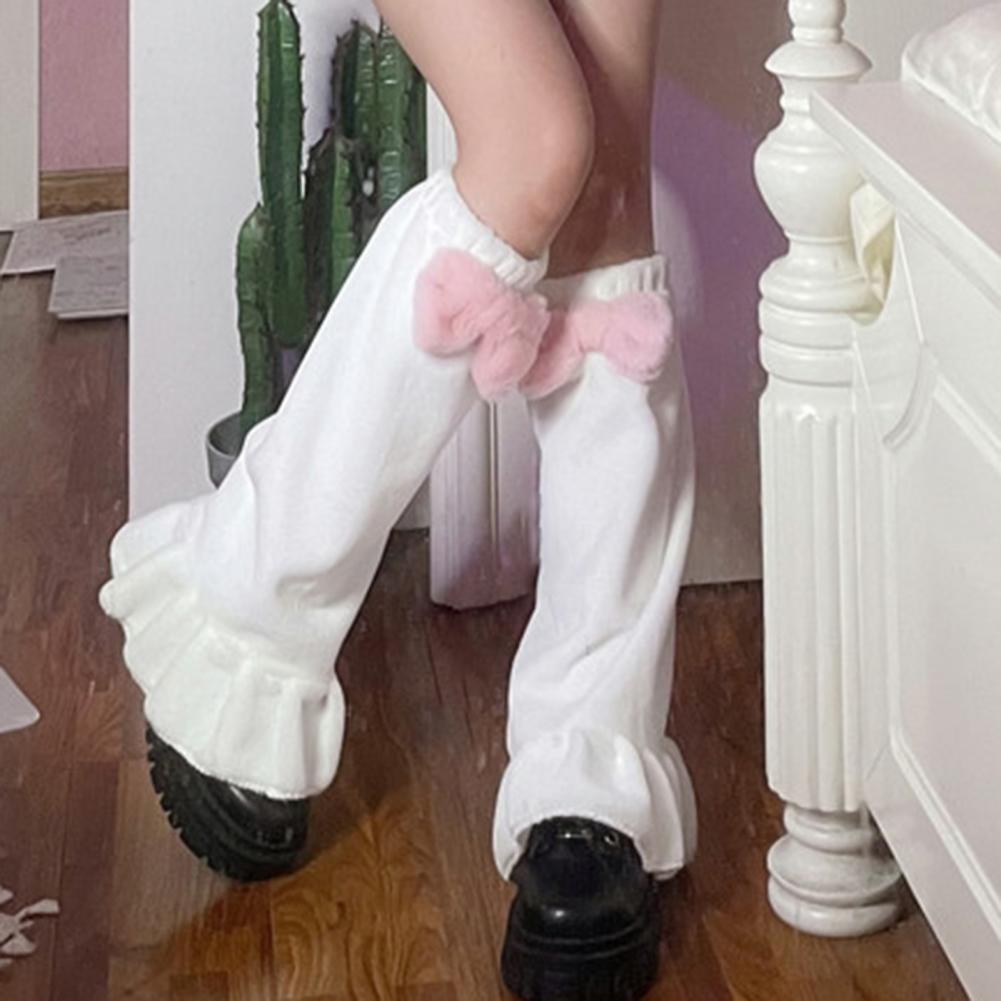 1 Leg Pair Sweet Winter Warmers Sweet Lady Leg Socks Japanese Style Pink Bow Leg Socks smile