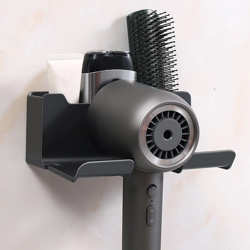 Hair Dryer Holder Wall Mounted Bathroom Organizer Shelves No Drilling Hair Dryer Rack Toilet Blower Holders Bathroom Accessories