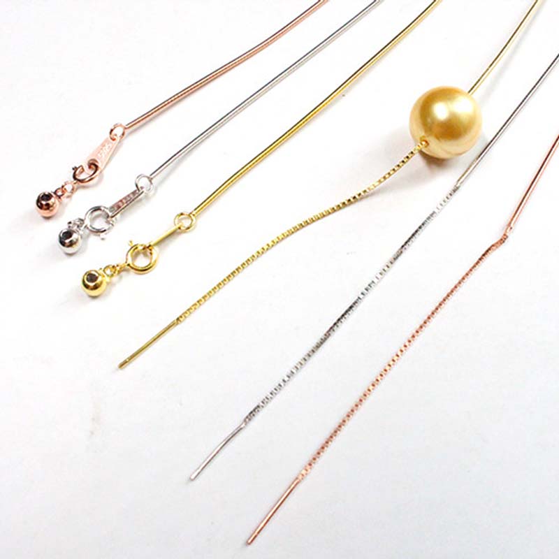 Genuine Real Pure Solid 925 Sterling Silver Necklace Gold Snake Chain With Silicone Bead Women DIY Necklaces Jewelry Making