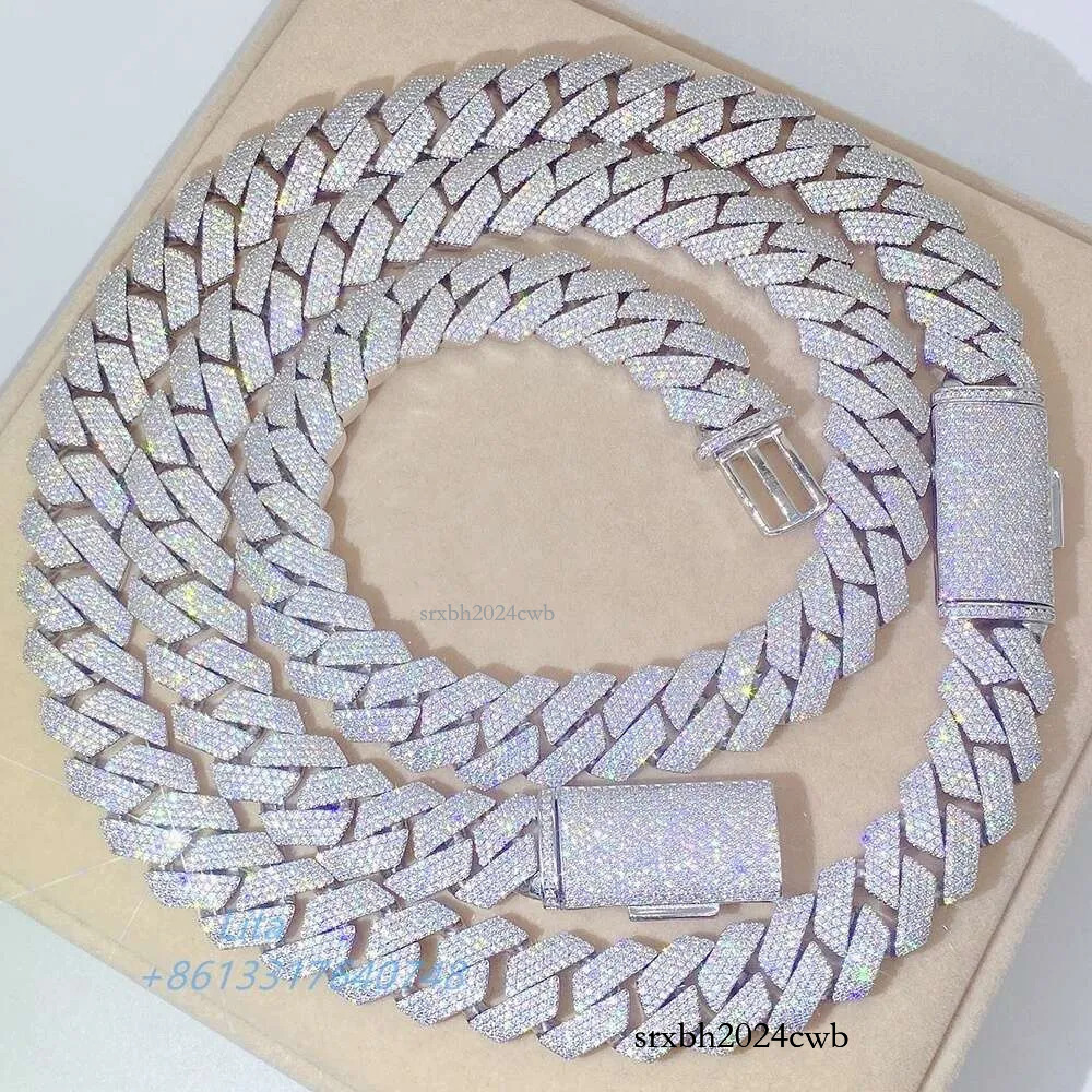 15mm 18mm 20mm Bussdown pass dia tester gra moissanite hip hop miami cuban k necklace for men