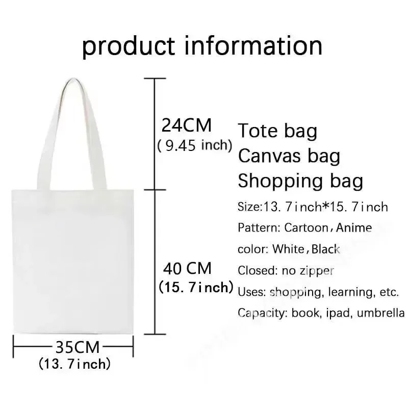 Bubu Dudu Anime Tote Bag Foldable Shopping Bag Tote Bag Aesthetic Fashion Canvas Reusable Shopping Bag Female