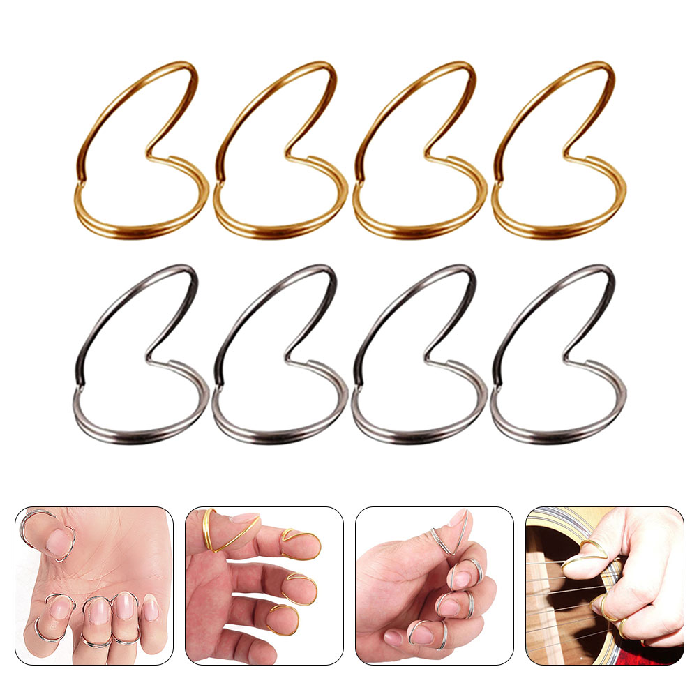 Guitar Bass 8 Pcs ddmysmile Finger Stall Pick Metal Plectrums Accessories Useful Picks Ddmysmile Portable Smile