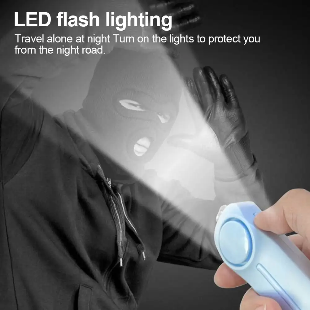 Defense Flashlight LED Self USB Rechargeable Keychain Light with Safety Alarm Protective Supplies Women Outdoor Emergency Tool smile