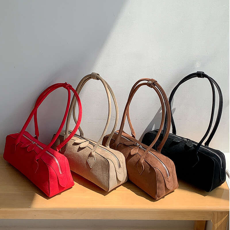 Korean Suede Boston Totes Shell For Women Fashion Crossbody Bowg female Large Capacity Long Handle Baguette Bag 2024