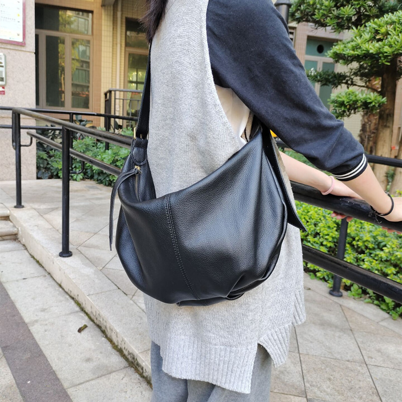 Women Soft Cowhide Crossbody Bags Handbags Woman Casual Hobos Shoulder Bag Solid Color Genuine Leather Tote Female Sac A Main BagVoyage