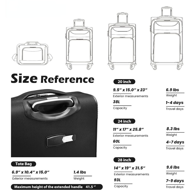 Lage 4 Piece Set Suitcase Spinner TSA Lock Softshell lightweight (purple+sliver) 4