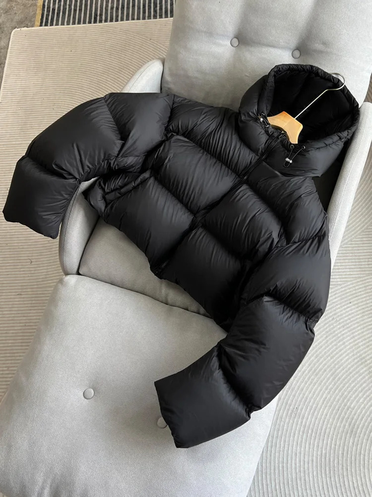 Janveny Womens Winter 90% White Duck Down Jacket Hoodie Short Feather Puff Parkas Casual Womens Thick Warm Fluffy Coat 241112