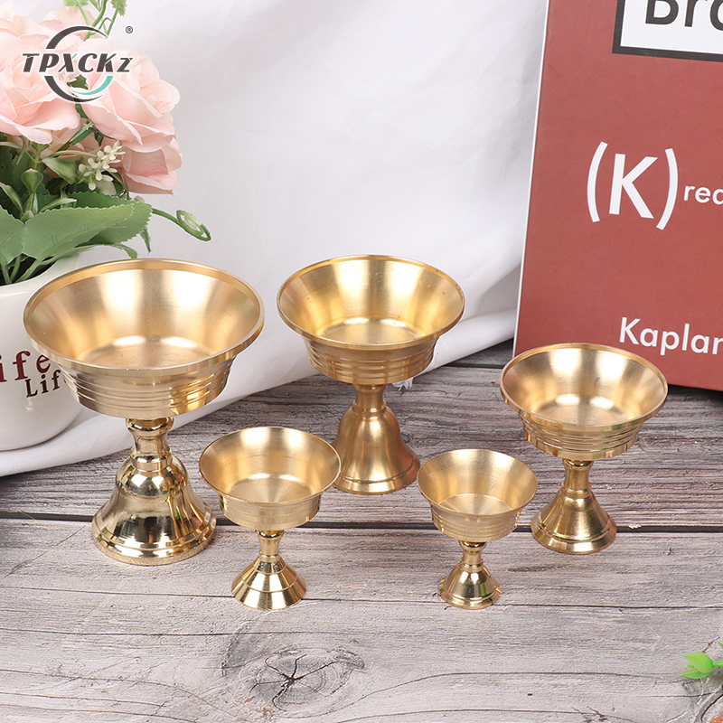 1pcs Multi-Size Golden Copper Alloy Craft Candle Holder Candlestick Candelabrum Festival Ornament Home Decor H260310