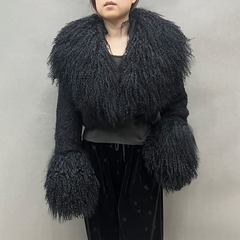2024 New Design Real Mongolian Fur Crop Jackets Winter Thick Warm Sheep Fur Coats Women Lady Jacket