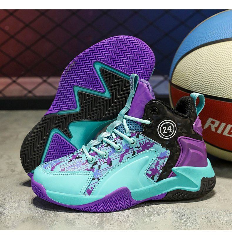 Trendy sneakers kids shoes leather fashion basketball shoes new kids basketball shoes Free shipping