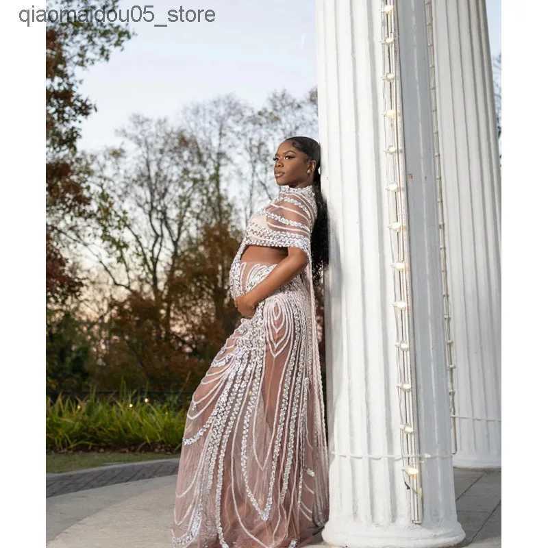 Maternity Dresses Pregnant woman photography props dresses and photos of pregnant women. Set long dress sexy goddess sparkling rhinestone sequin corne